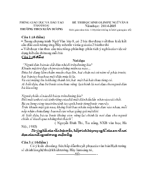 Đề thi Olympic lớp 8 năm học 2014 - 2015 môn thi Ngữ Văn - Trường THCS Liên Châu